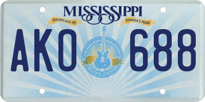 MS license plate AKO688
