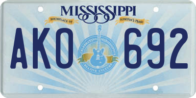MS license plate AKO692