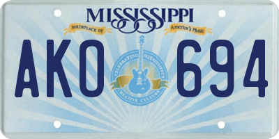 MS license plate AKO694