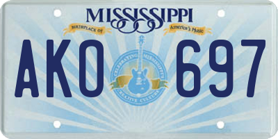 MS license plate AKO697