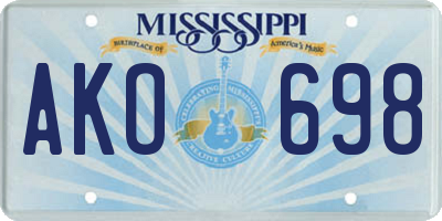 MS license plate AKO698