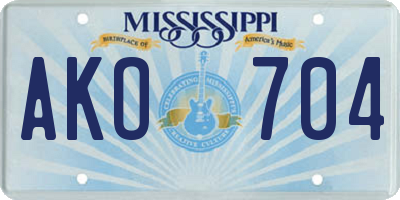 MS license plate AKO704