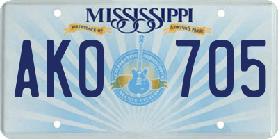 MS license plate AKO705