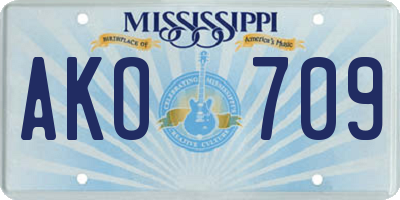 MS license plate AKO709