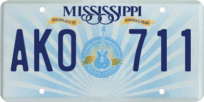 MS license plate AKO711