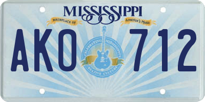 MS license plate AKO712