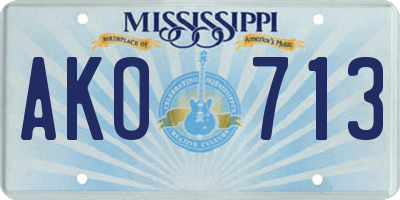 MS license plate AKO713