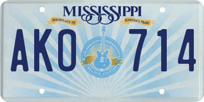 MS license plate AKO714