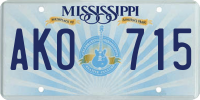 MS license plate AKO715