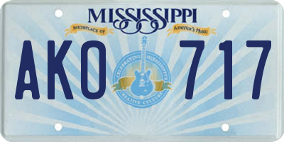 MS license plate AKO717