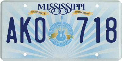 MS license plate AKO718