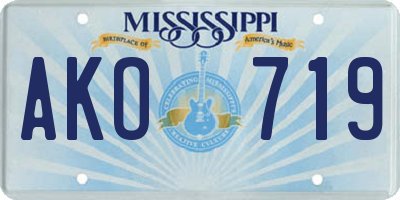 MS license plate AKO719