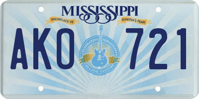 MS license plate AKO721