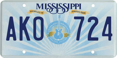 MS license plate AKO724