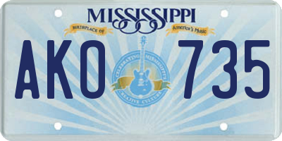 MS license plate AKO735