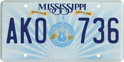MS license plate AKO736