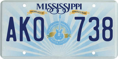 MS license plate AKO738