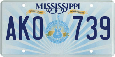 MS license plate AKO739