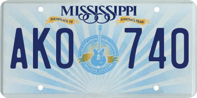 MS license plate AKO740