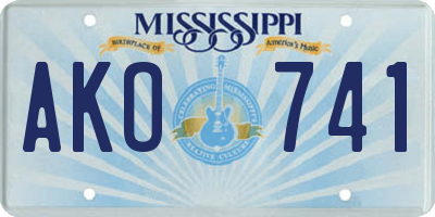 MS license plate AKO741