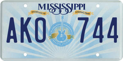 MS license plate AKO744