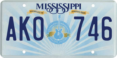 MS license plate AKO746