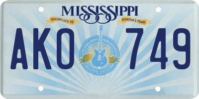 MS license plate AKO749