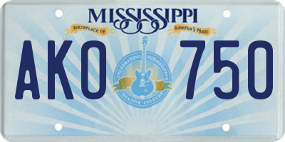 MS license plate AKO750