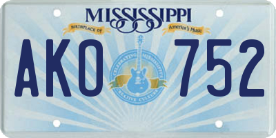 MS license plate AKO752