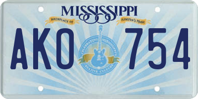 MS license plate AKO754