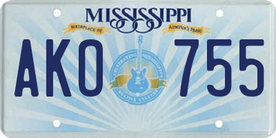 MS license plate AKO755