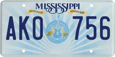 MS license plate AKO756