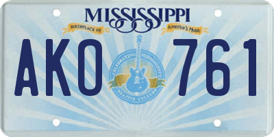 MS license plate AKO761