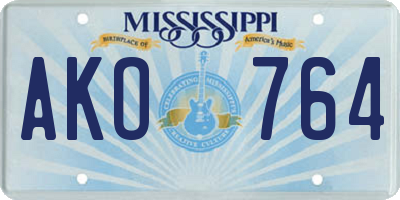 MS license plate AKO764