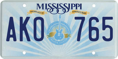 MS license plate AKO765