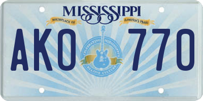 MS license plate AKO770