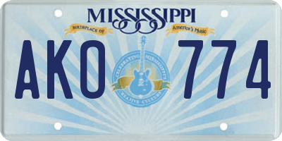 MS license plate AKO774