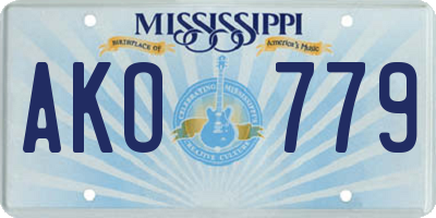 MS license plate AKO779