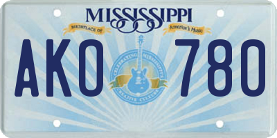 MS license plate AKO780