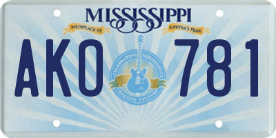 MS license plate AKO781