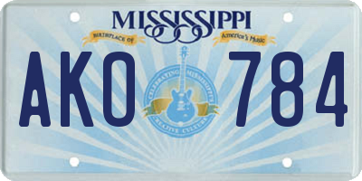 MS license plate AKO784