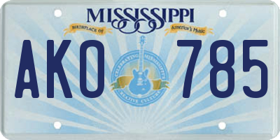 MS license plate AKO785