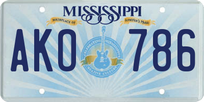 MS license plate AKO786