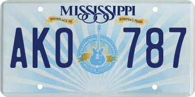 MS license plate AKO787