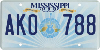 MS license plate AKO788