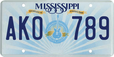 MS license plate AKO789