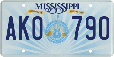 MS license plate AKO790