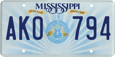 MS license plate AKO794