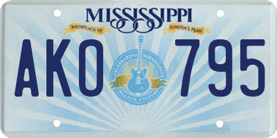 MS license plate AKO795