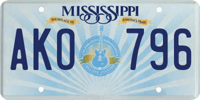 MS license plate AKO796